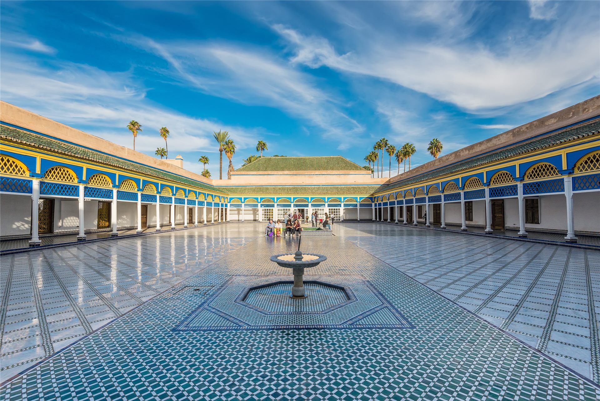 The colourful Grand Courtyard at Bahia Palace