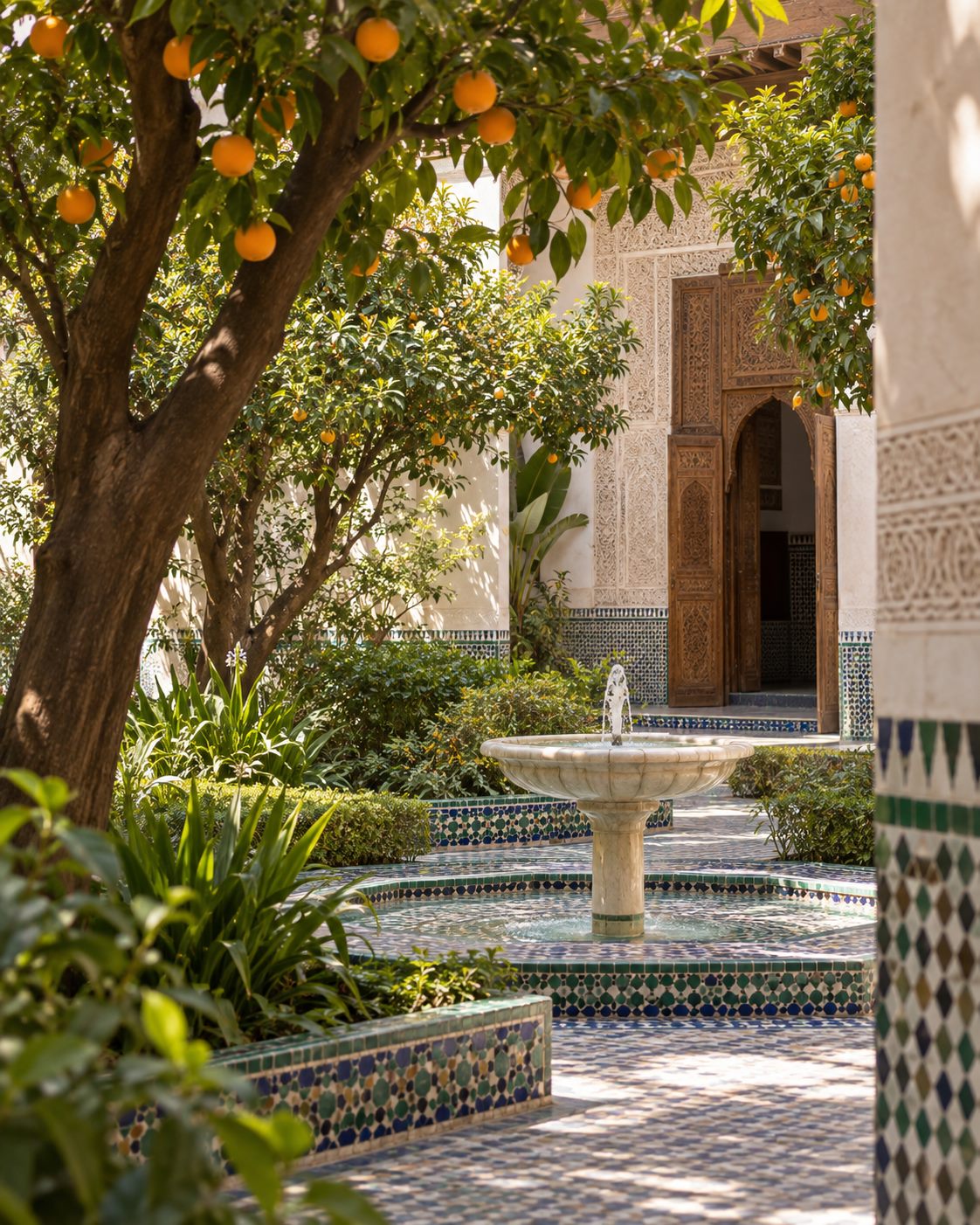 Orange trees in the gardens of Bahia Palace